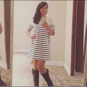 Anthropologie Striped Tunic Size XS Eyelet Trim